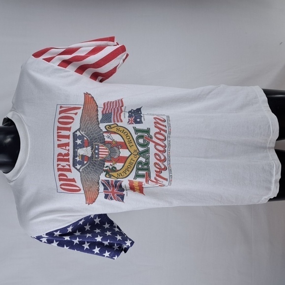 Vintage Operation Iraqi Freedom Military supports Patriotic white LG t-shirt - Picture 2 of 6